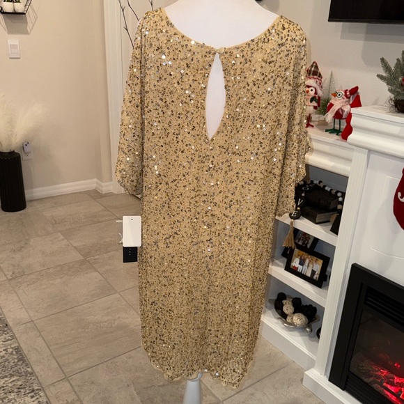 NWT Aidan Mattox Gold Sequin Mini Dress 100% Silk Size 10 - Picture 7 of 12